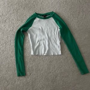 Forever 21 Green Baseball Long Sleeve